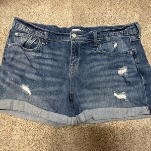 Old Navy Dark Blue Distressed Jean Shorts